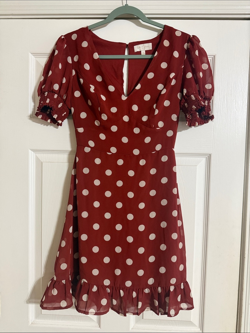 Polka Dot Mini Dress with Puff Sleeves
